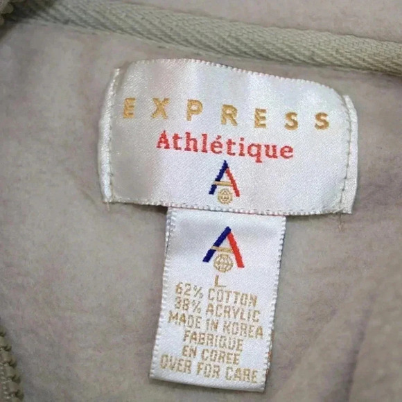 Express Athletique Men's Beige 1/4 Zip Vintage Sweater Jacket - Picture 6 of 7